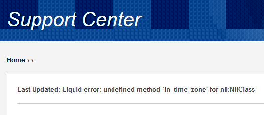 Support Centre error Support Centre error